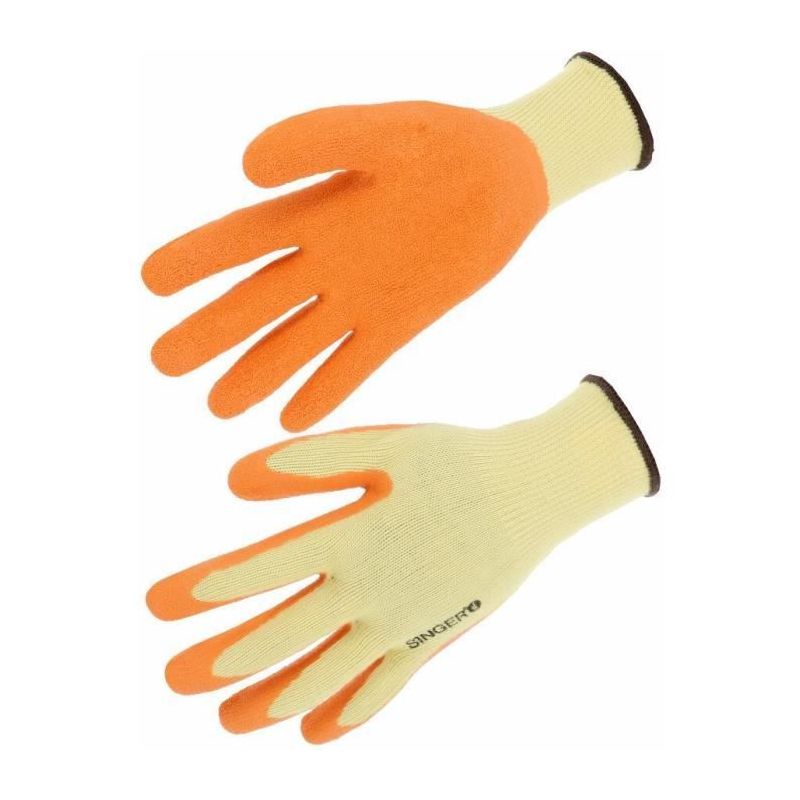 Guante latex poliéster algodón dorso ventilado naranja galga 10