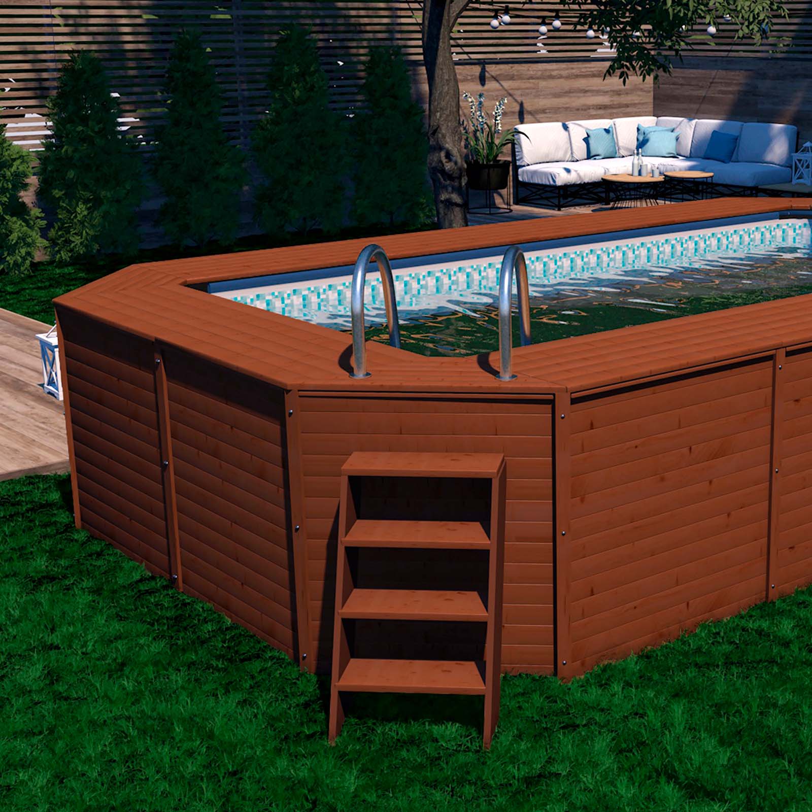 Piscina de Madera Panelada Redonda K2O con Depuradora de arena 475x127 cm —  PoolFunStore