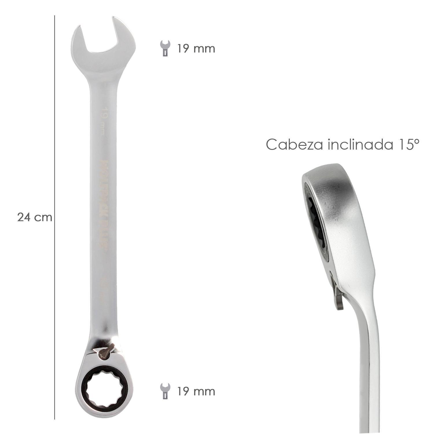 LLAVE COMBINADA DE BOCA FIJA Y CARRACA ANCHO DE LLAVE 19 MM