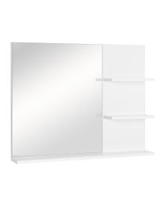 Espejo de pared mdf, espejo color blanco 60x10x48 cm kleankin, hogar - baño