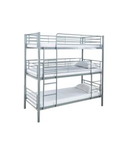 Litera triple de estructura de metal color gris, 215x200x97cm