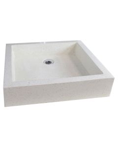 Ondee - lavabo rectángulo para colocar timbre - crema - 40cm - terrazzo