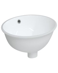 vidaXL lavabo de baño ovalado cerámica blanco 33x29x16,5 cm