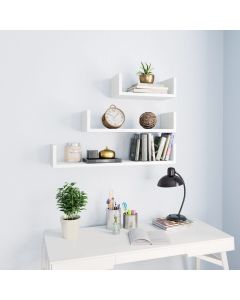Estante de pared 3 piezas madera contrachapada blanco es96783