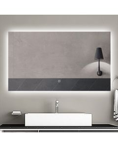 Espejo de baño LED 100 x 60 cm, antivaho, brillo regulable, función memoria