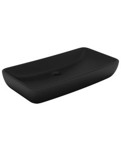 vidaXL lavabo de lujo de cerámica rectangular negro mate 71x38 cm