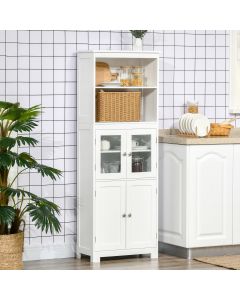 Alacena de cocina mdf, vidrio templado color blanco 60x30x162 cm homcom