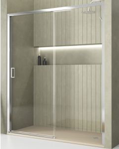 Mampara ducha frontal 1 puerta 1 fijo | cromo brillo 120cm (adap.118-122cm)