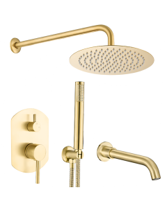 Valaz ducha empotrada de bañera pared ovalada dorado cepillado duero 20cm