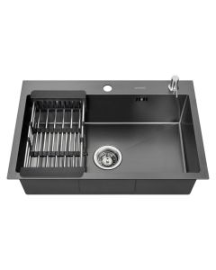 Fregadero de cocina 68x45x19cm fregadero de acero inoxidable de 1 seno gris