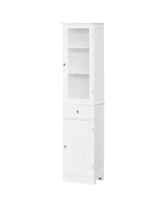 Armario alto para baño mdf y acrílico color blanco 40x27x171.5 cm kleankin