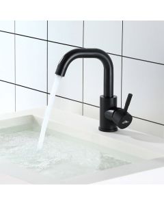 Auralum mezclador de lavabo negro grifo de agua fría y caliente en forma de