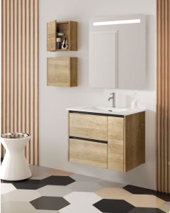 Mueble de Baño Suspendido con Lavabo Cerámico | 70 cm - Roble Natural