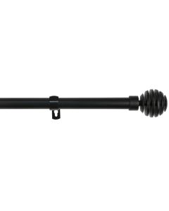Barra de forja extensible y decorativa (negro, 160-310cm bola rota)