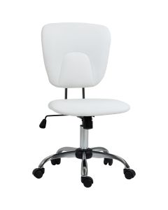 Silla de oficina cuero pu, espuma, acero color blanco 50x54x96.5 cm