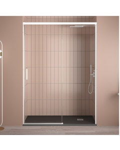 Mampara ducha frontal corredera 160 cm (adaptable 154-159cm) blanco mate