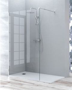 Mampara ducha fijo walk in | panel ducha transparente 110cm cromo brillo