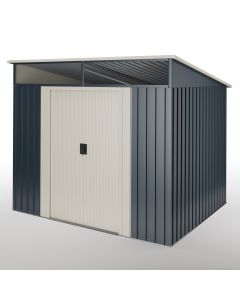 Caseta metálica de jardín 6,6m2 wasabi – tragaluz - puerta corredera - gris