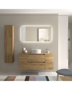 Mueble baño bequia 120cm + coqueta centrado + encimera + lavabo | roble