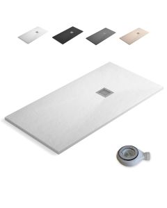 Plato ducha resina extraplano 130 x 90cm textura pizarra suave blanco