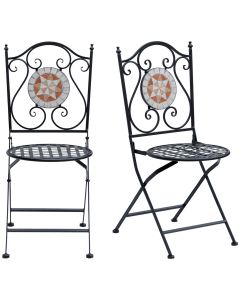 Set de 2 sillas plegables metal y piedra de mosaico 50x40x94.5 cm outsunny