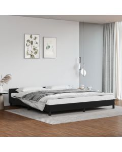 Cama 200x200 cm con cabecero cuero sintético negro