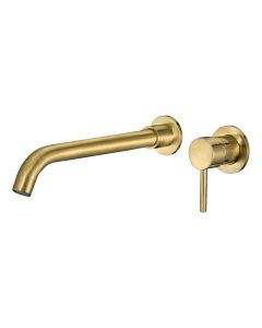 Valaz grifo lavabo empotrado monomando dorado cepillado caño 26cm guadiana