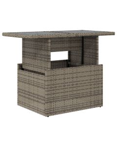 vidaXL mesa de jardín superficie de vidrio ratán pe gris 100x55x73 cm