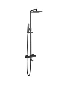 Valaz barra de ducha/bañera termostática negro mate segura 20cm