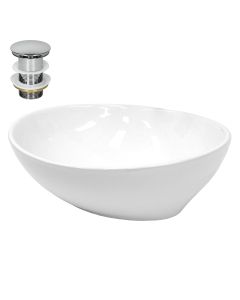 Lavabo cerámico ovalado 410 x 330 x 142 mm blanco ecd germany