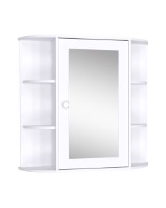 Armario de espejo mdf, vidrio color blanco 66x17x63 cm homcom, hogar - baño