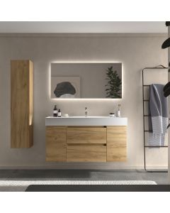 Mueble baño bequia 120cm + coqueta centrado + lavabo cerámica| roble