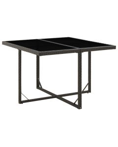 vidaXL mesa de jardín ratán sintético y vidrio negra 109x107x74 cm