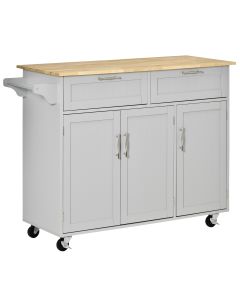 Isla de cocina mdf, madera de caucho color gris 121x46x91 cm homcom