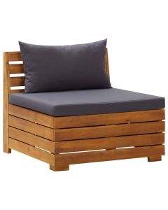 vidaXL sofá seccional central 1 pza con cojines madera maciza acacia