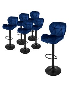 Set 6x taburetes de bar de terciopelo azul sillas giratorias 360° con repos