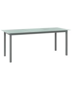 vidaXL mesa de jardín de aluminio y vidrio gris claro 190x90x74 cm