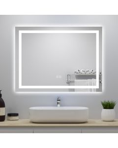 Espejo de baño LED 80×60cm + bluetooth + regulación continua + antivaho