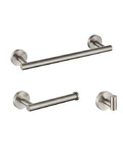 Conjunto charles acero cepillado  toallero + portarrollos + 1 percha