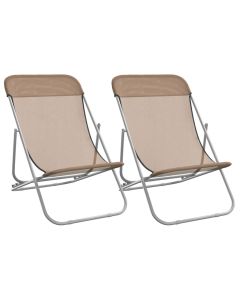 vidaXL silla de playa plegable 2 uds acero recubierto textilene taupe