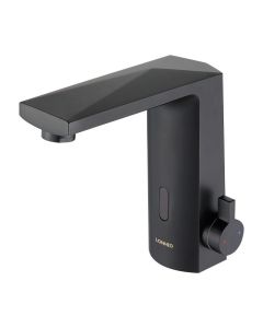 Grifo de latón infrarrojo automático, mezclador de lavabo negro con sensor