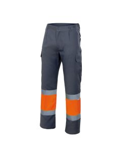 Velilla pantalon bicolor av l gris/naranja fluor