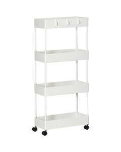 Carrito auxiliar acero, abs color blanco 40x19x90 cm Homcom, hogar - cocina