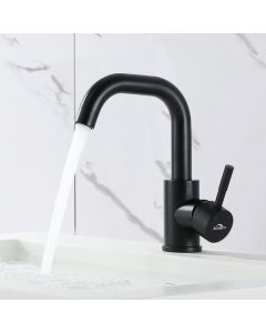 Auralum grifo de lavabo negro con rotación de 360°, grifo monomando de agua