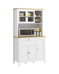 Alacena de cocina mdf color blanco 100x40x180 cm homcom, hogar - cocina