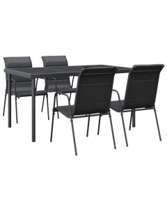 vidaXL juego de comedor para jardín 5 piezas acero y textilene negro