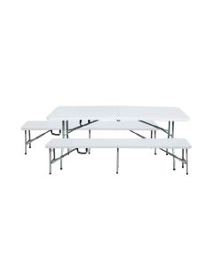 Conjunto plegable mesa con 2 bancos de 180cm catering o91