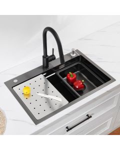 Fregadero de cocina 70x45cm, 1,5 senos, escurridor de acero inoxidable + gr