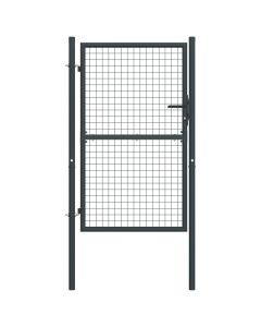 Puerta de malla de jardín de acero galvanizado gris 100x250 cm