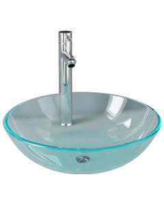 vidaXL lavabo con grifo y tapón pulsador cristal templado transparente